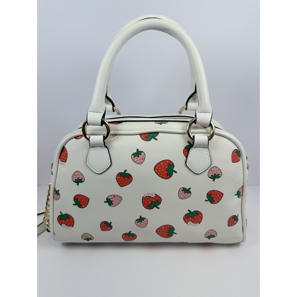 Juicy Couture Strawberry Bowler Bag White Sweet N Juicy  w Coin Purse Charm - Picture 7 of 12